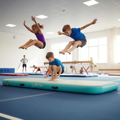 Inflatable Gymnastics Air Mat 6.6ft/10ft – Shock-Absorbing Tumble Track for Safe Home, Gym & Outdoor Training with Electric Pump