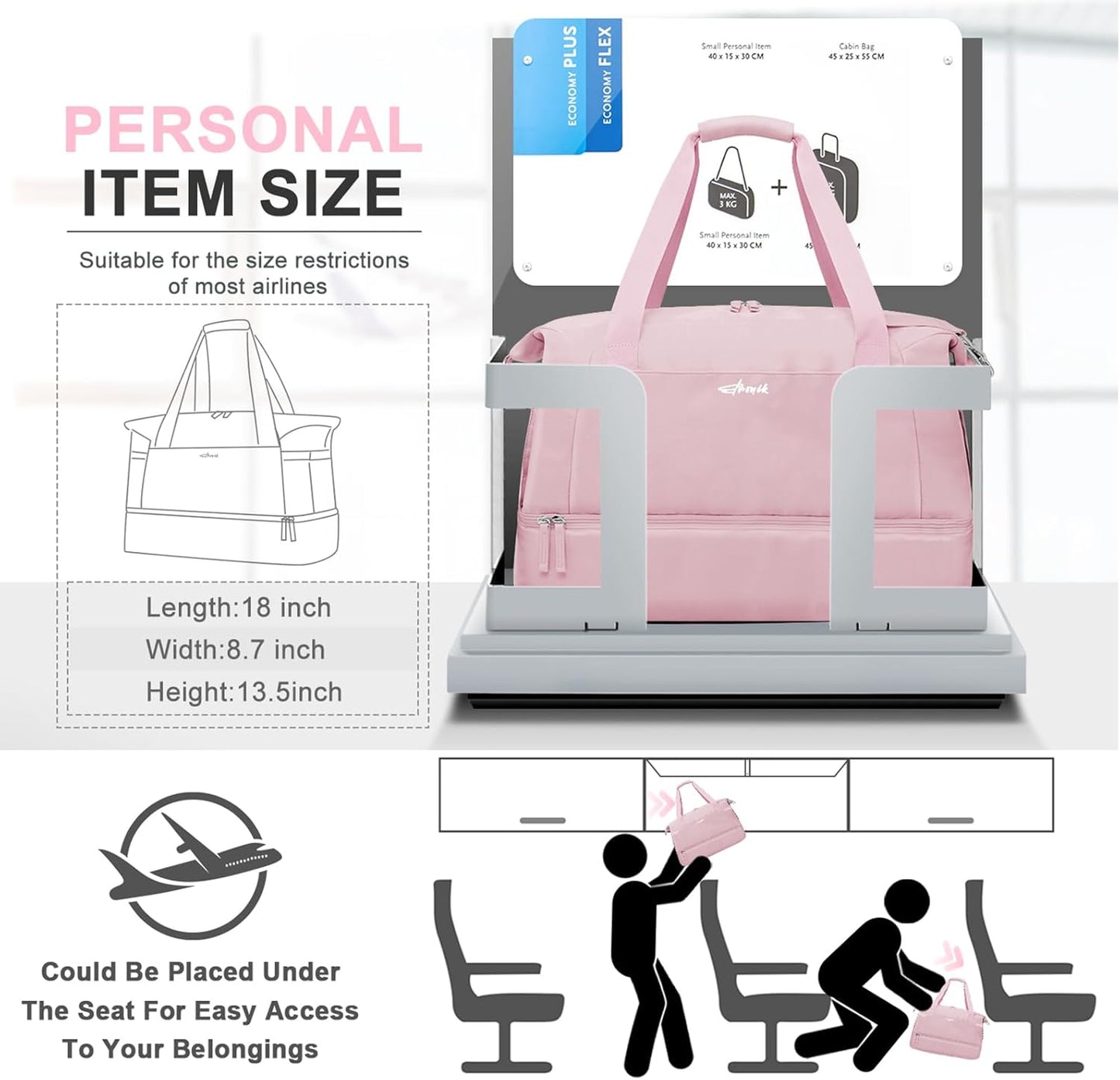 ETRONIK Gym Bag for Women, Personal Item Travel Bag with Shoes Compartment, Weekender Overnight Duffel Bag with Wet Pocket, Carry On Bag for Women, Travel, Gym, Weekend (Beige)