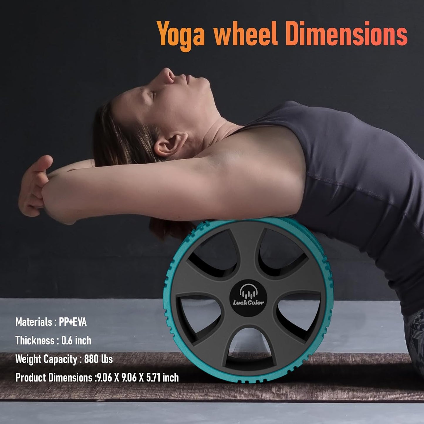 Back Roller, Back Wheel Targeted Back Pain Relief, Yoga Wheel Muscle Massage, Foam Roller for Trigger Point Therapy Physical, Stretching & Exercise, 880lbs Capacity, 10 Inch (Black+Acid Blue)