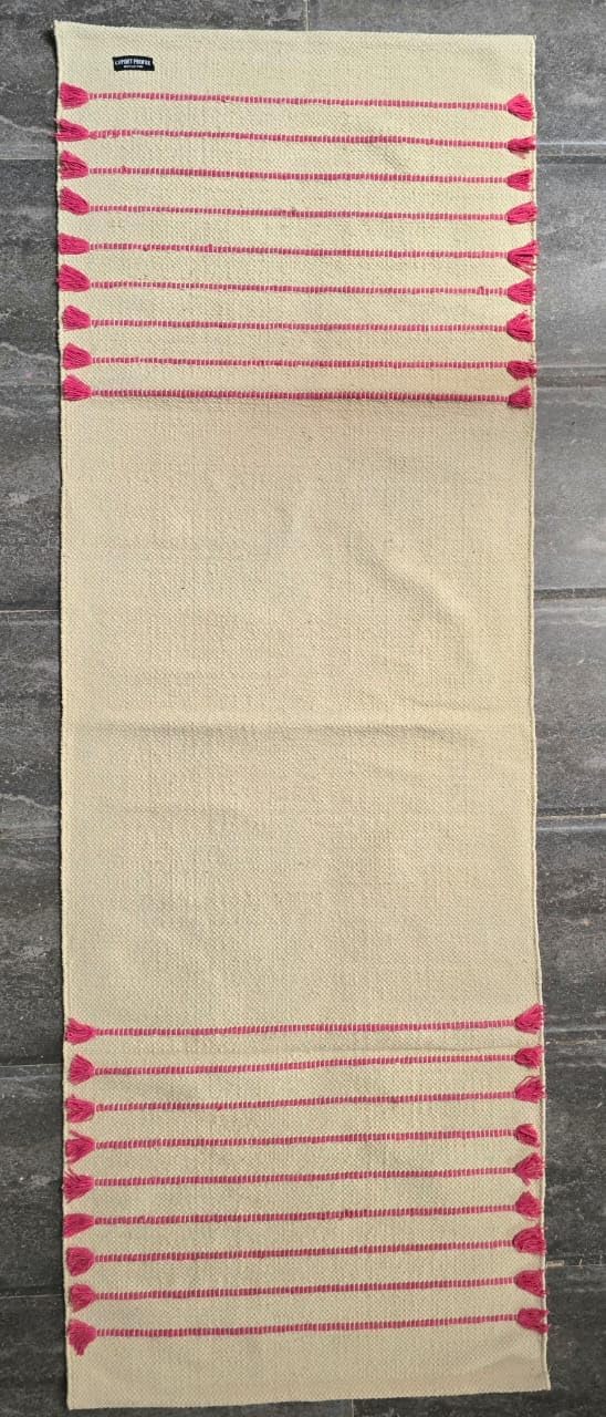Indian Handmade100 % Organic Anti Skid Multi Colour Cotton Yoga Mat - Eco-Friendly Hand-Woven Rug - Non-Slip & Thick (24”x72”x5mm) for Hot yoga & Everyday Fitness at Home - Comfortable & Foldable Extra-Long Mat