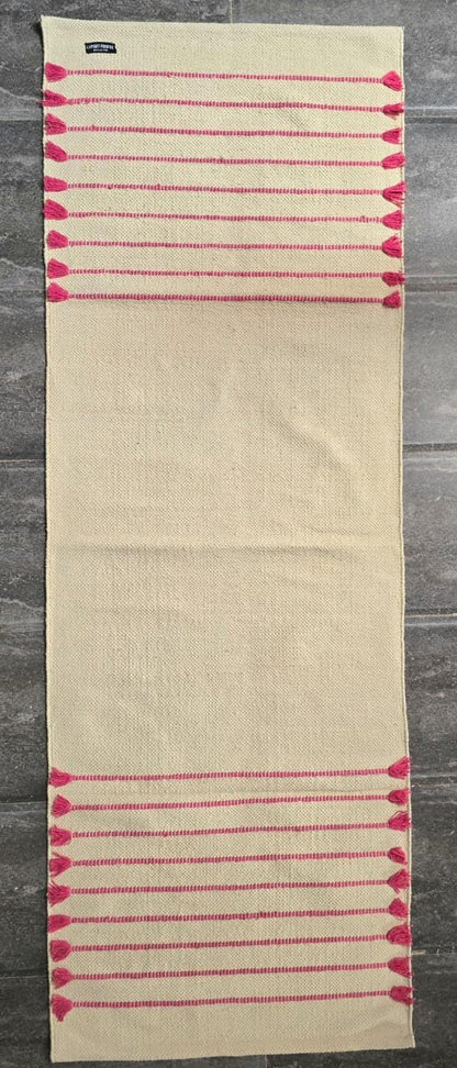 Indian Handmade100 % Organic Anti Skid Multi Colour Cotton Yoga Mat - Eco-Friendly Hand-Woven Rug - Non-Slip & Thick (24”x72”x5mm) for Hot yoga & Everyday Fitness at Home - Comfortable & Foldable Extra-Long Mat