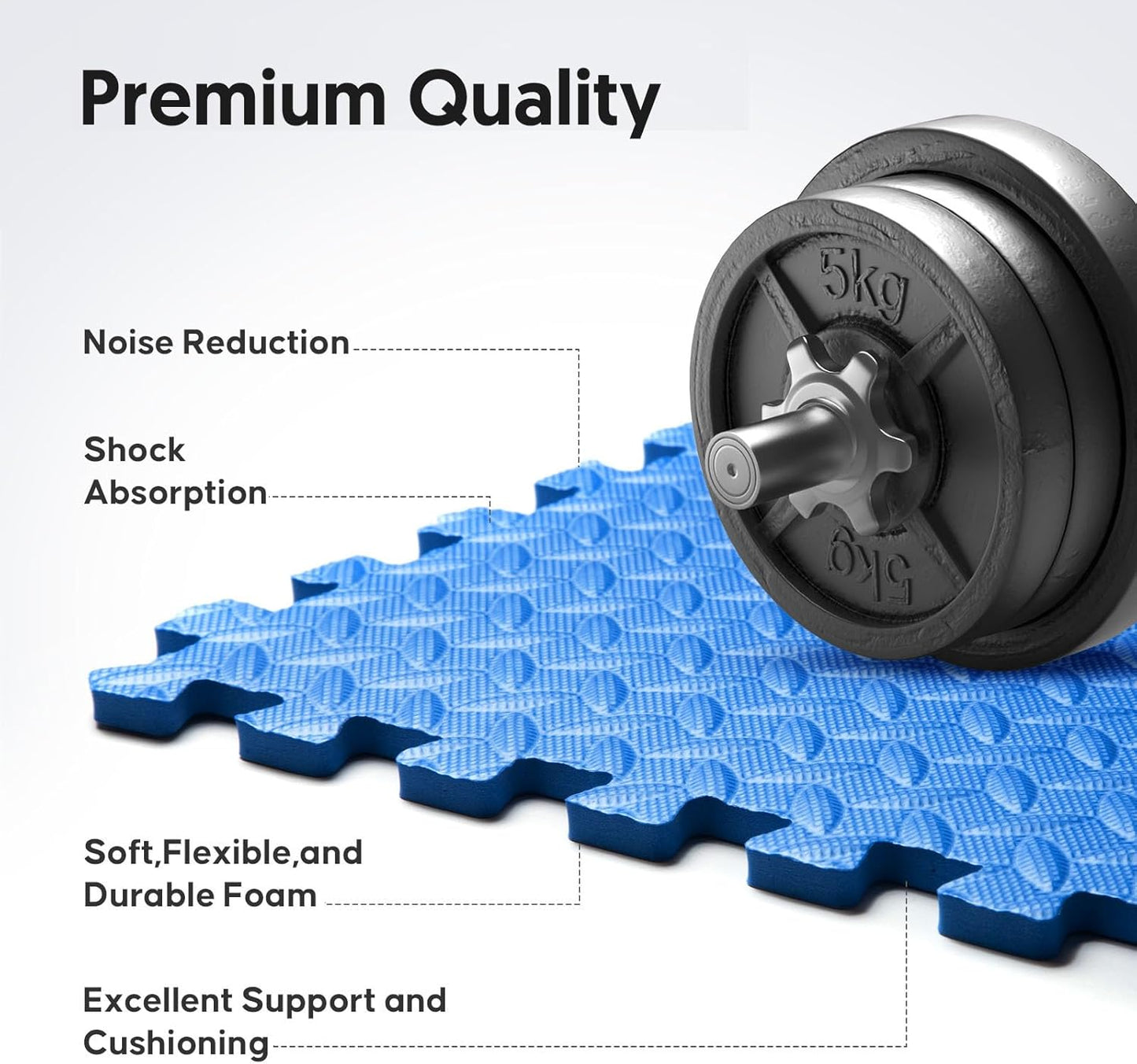 Home Gym Mat, Puzzle Exercise Mat, EVA Interlocking Foam Floor Tiles for Home Workout Equipment and Kids' Play Areas - Black, 24 in x 24 in x ½ in - 16 Tiles (Black, 16 Pack, 64 SQ FT)
