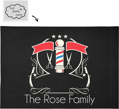 Barber Shop Welcome Salon Area Rug Custom Personalized Carpet for Living Room Yoga Bedroom Playing Room Camping 5.2'x7.5'
