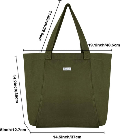 Yoga Mat Bag for Women, 100% Cotton Canvas Tote with Wet/Dry Pocket, Bottle Holder and Inner Zipper Pocket, 25L Carrier for Pilates and Travel