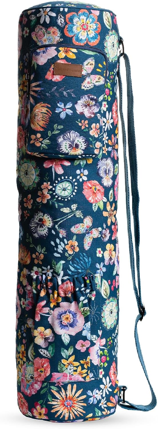 Maison d' Hermine Yoga Mat bag, Cylindrical bag for Woman&Men, yoga mat Bag &Adjustable shoulder straps Yoga Mat Carrier Bag with Drawstring Water Bottle Pocket and zipper pocket Easter Gifts