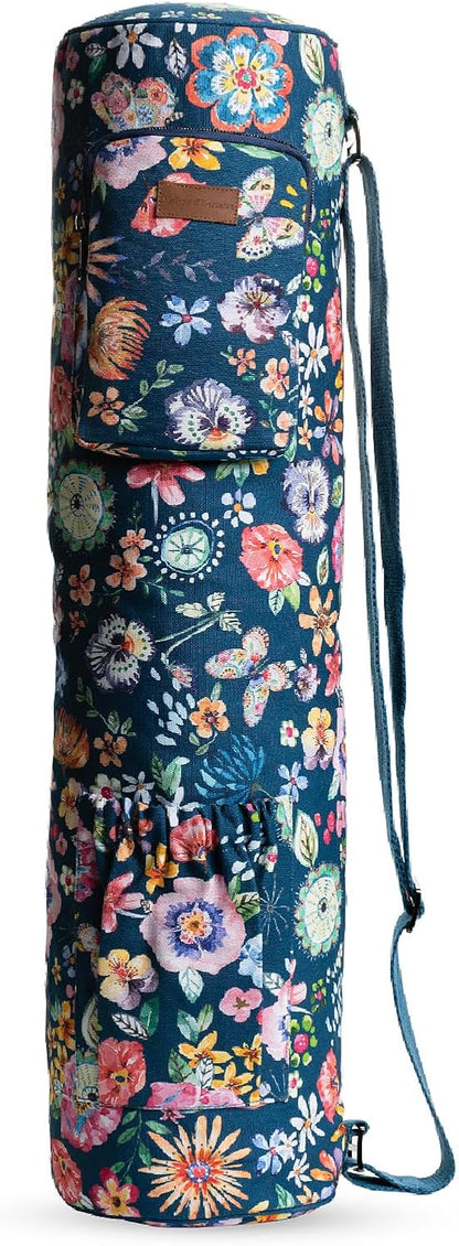 Maison d' Hermine Yoga Mat bag, Cylindrical bag for Woman&Men, yoga mat Bag &Adjustable shoulder straps Yoga Mat Carrier Bag with Drawstring Water Bottle Pocket and zipper pocket Easter Gifts