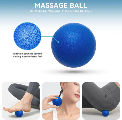 Krightlink 5-in-1 Foam Roller Set - Deep Tissue Muscle Recovery Kit with High Density Exercise Roller, Massage Ball, Resistance Band & Carry Bag for Physical Therapy & Pain Relief (Black)