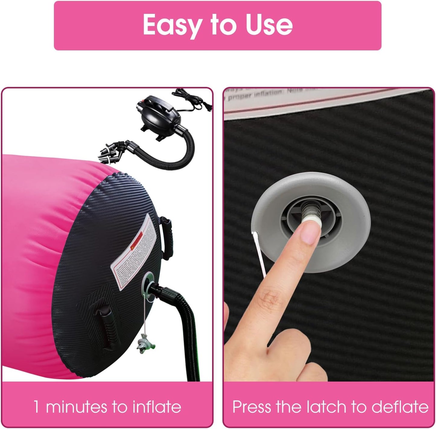 Gymnastics Air Barrel Roller Air Spot, Inflatable Tumbling Mat Tumble Track Gymnastic Equipment Balance Cylinder with Pump for Yoga Cheerleading Home Use Gym