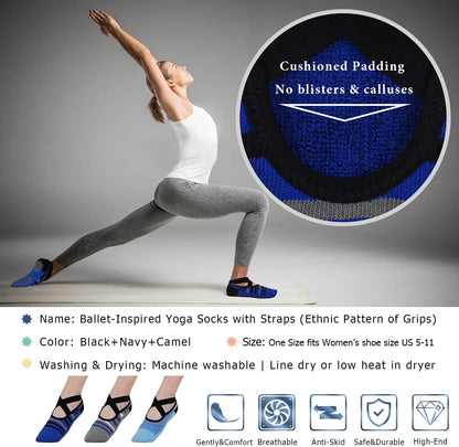 Ozaiic Pilates Socks for Women Non Slip Grip, Yoga Socks with Grippers for Barre, Hospital, Ballet, Dance, Barefoot Workout
