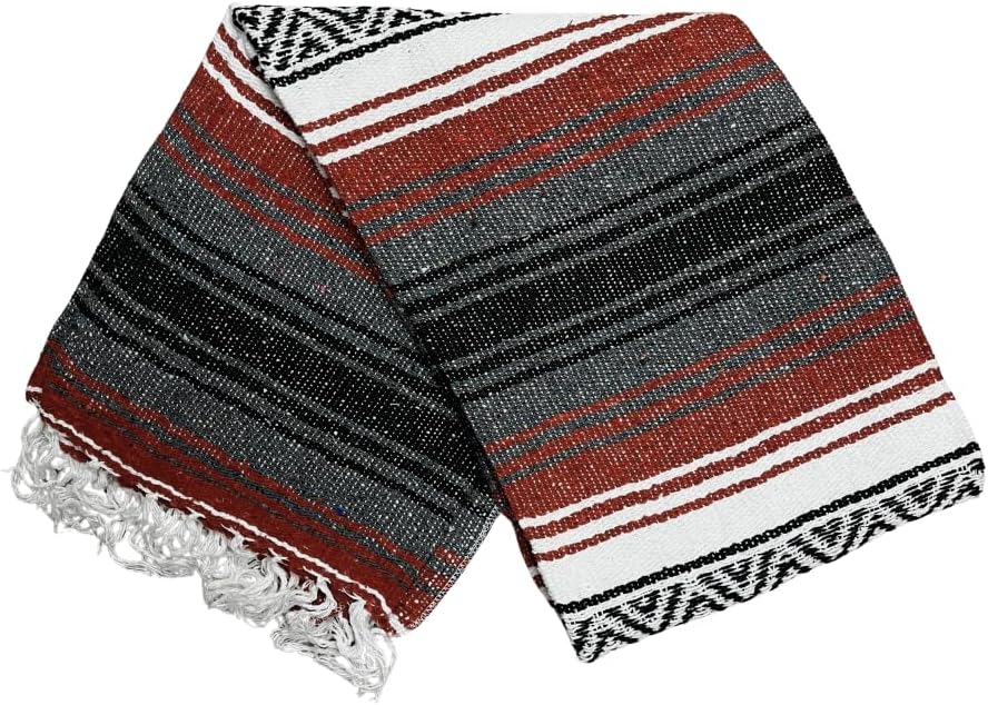 Open Road Goods Blue Mexican Blanket - Authentic Serape Falsa Blanket - Handmade