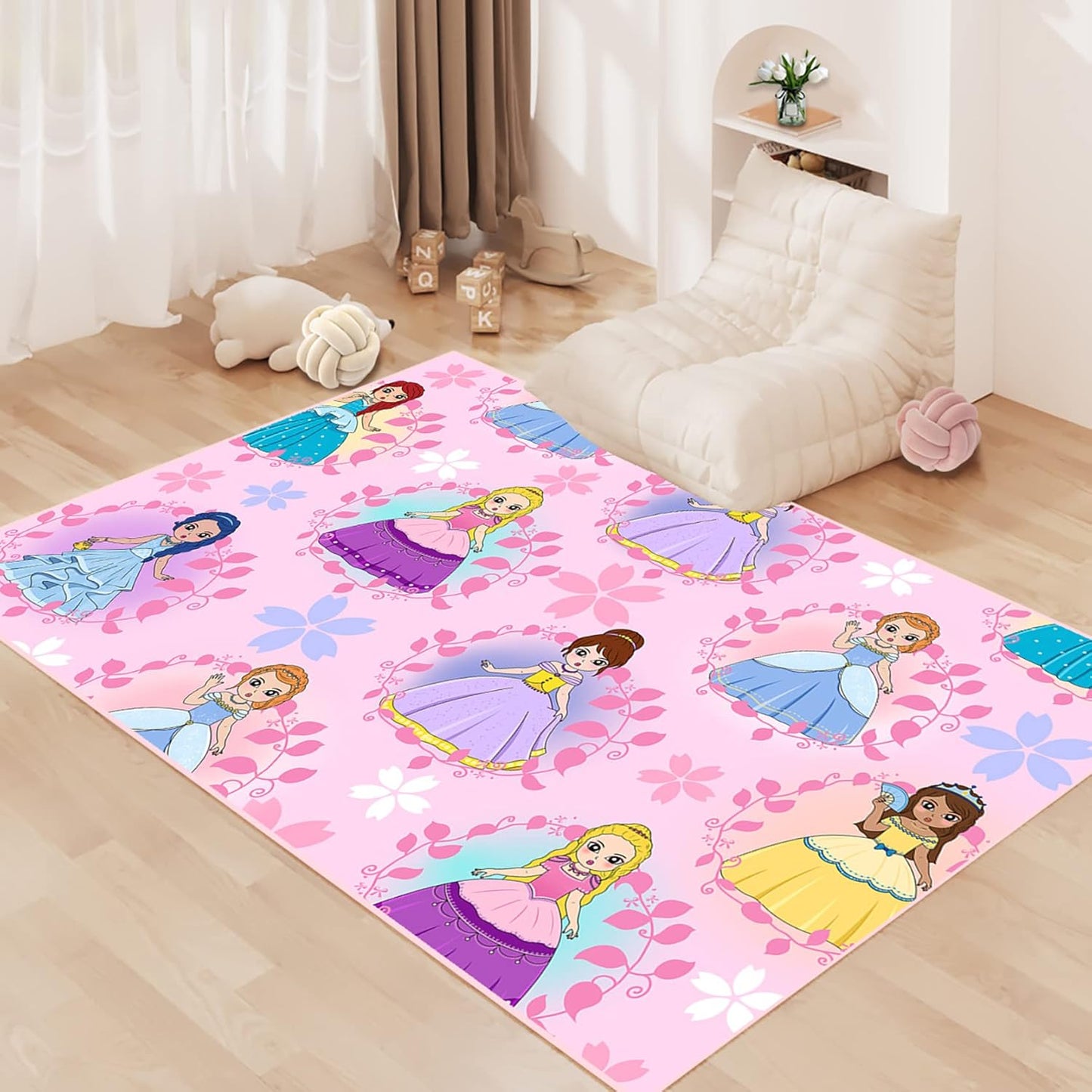Black Girl Area Rug for Bedroom African Black Girls Floor Rugs for Living Room Playroom Cartoon Art Home Decor Soft Yoga Mats for Women Afro Purple 47" x 31" (2.7 x 3 Feet)