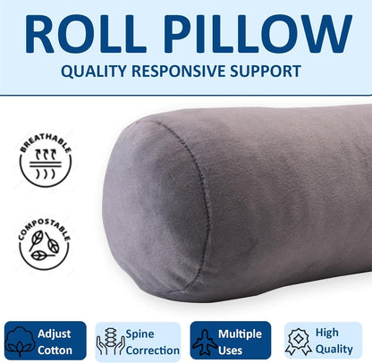 Health Cervical Neck Roll, Comfortable and Highly Resilient Bolster Pillows, Round Neck Pillows Support for Sleeping | Large Size Bolster Pillow for Bed, Legs, Back and Yoga (Purple 81)