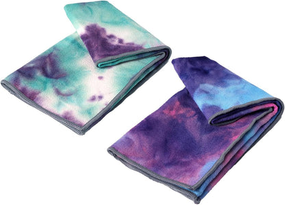 Eunzel Yoga Towel,Hot Yoga Mat Towel with Grip Dots Sweat Absorbent Non-Slip for Hot Yoga, Pilates and Workout 24" x72", Purple & Blue