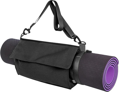 LUEXBOX Yoga Mat Bag with Liner Partition Storage Pockets, Oxford Cloth Yoga Pat Carrier with Large Zipper Pocket, Adjustable Shoulder Strap Yoga Rug Carrying Bag for Women