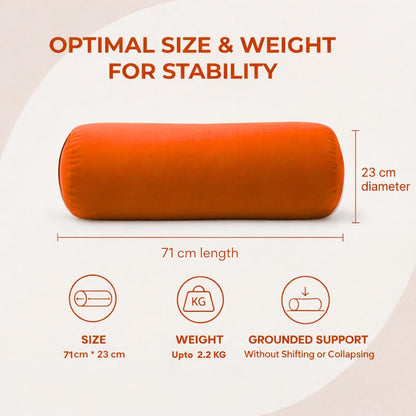 Yogikuti Iyengar Yoga Bolster for Restorative Yoga and Meditation – Lightweight Cotton Support Pillow with Handle for Easy Carry, Versatile for Pose Modification, Balance, Back Relief, and Relaxation
