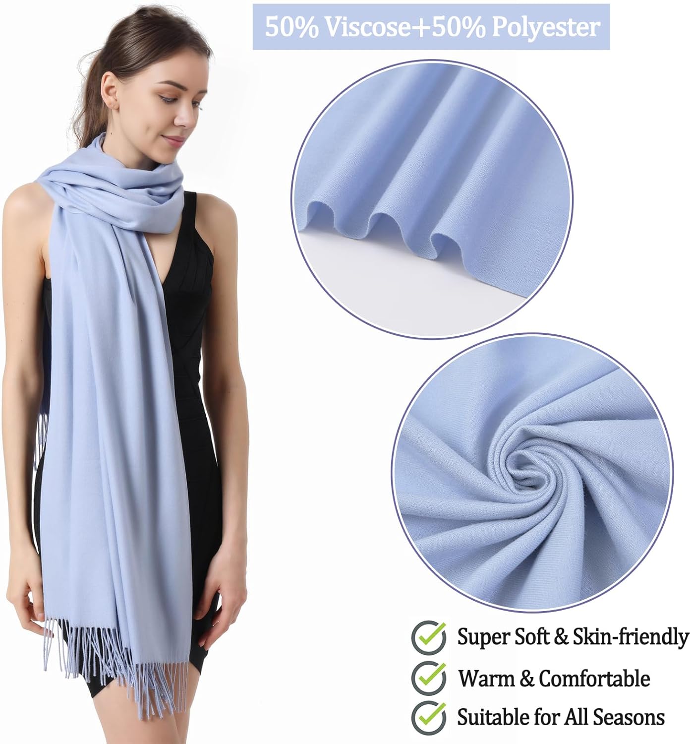 Pashmina Scarf and Shawl - Soft Women Pashminas Wrap for Wedding Evening Party dresses