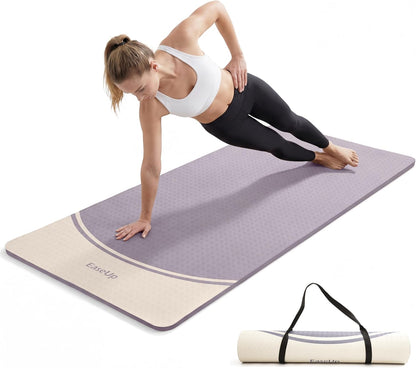 EaseUp Extra Thick Yoga Mat -2/5 inch (10MM), 72.8x31.5" Extra Long-Wide, Professional TPE Non-slip yoga mats for Yoga,Exercise, Workout,Pilates and Fitness, with strap
