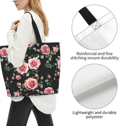 Tote Shoulder Bag Large Durable Reusable Eco-friendly Handbag Lightweight Stylish for Daily Use-19.7x15.7x5.9 Inch - Colors A
