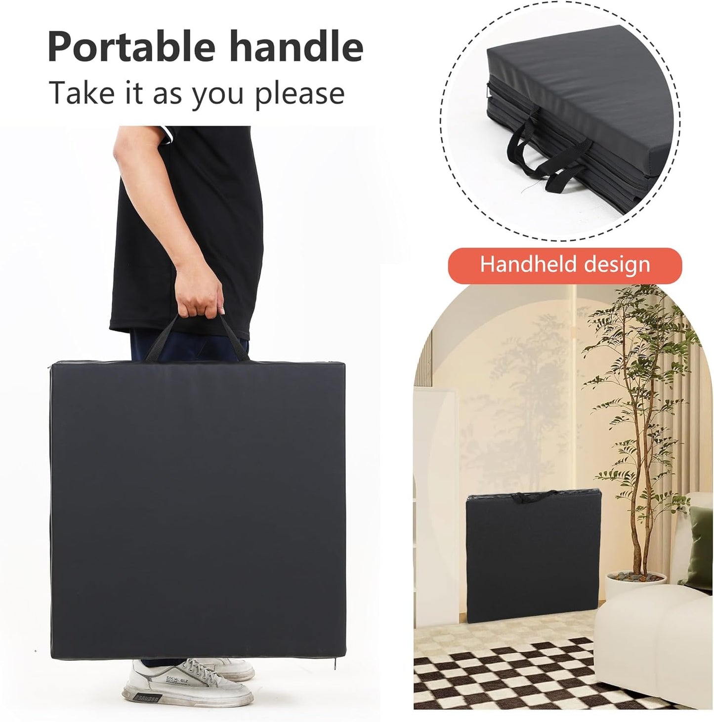 PayLessHere Gymnastics Mat - Folding Gymnastic Mat for Tumbling, Stretching, Yoga & Arts - Thick PU Leather - Indoor/Outdoor
