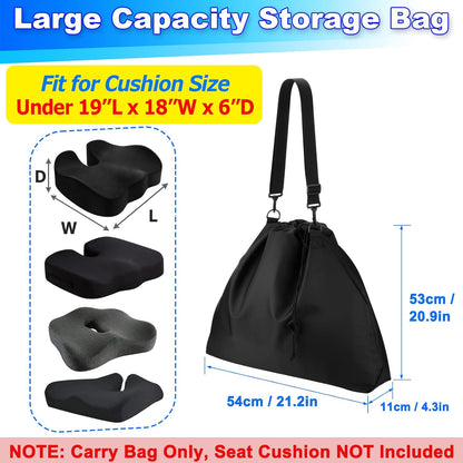 Travel Seat Cushion Carrying Bag Portable Memory Foam Cushion Storage Bag Chair Pad Organizer Drawstring Closure Bag with Adjustable Strap for Stadium Camping Beach Trip