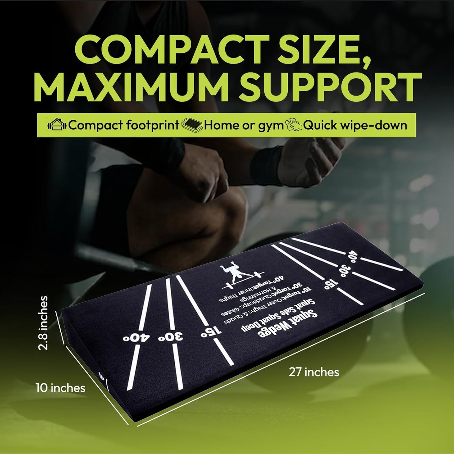 Squat Wedge Block – Non-Slip EVA Material Slant Board with 15°/30°/40° Angle Markings, 15° Heel-Elevated Incline Squat Wedge for Deep Squats & Calf Stretches (Gym, Home, Therapy & Yoga)