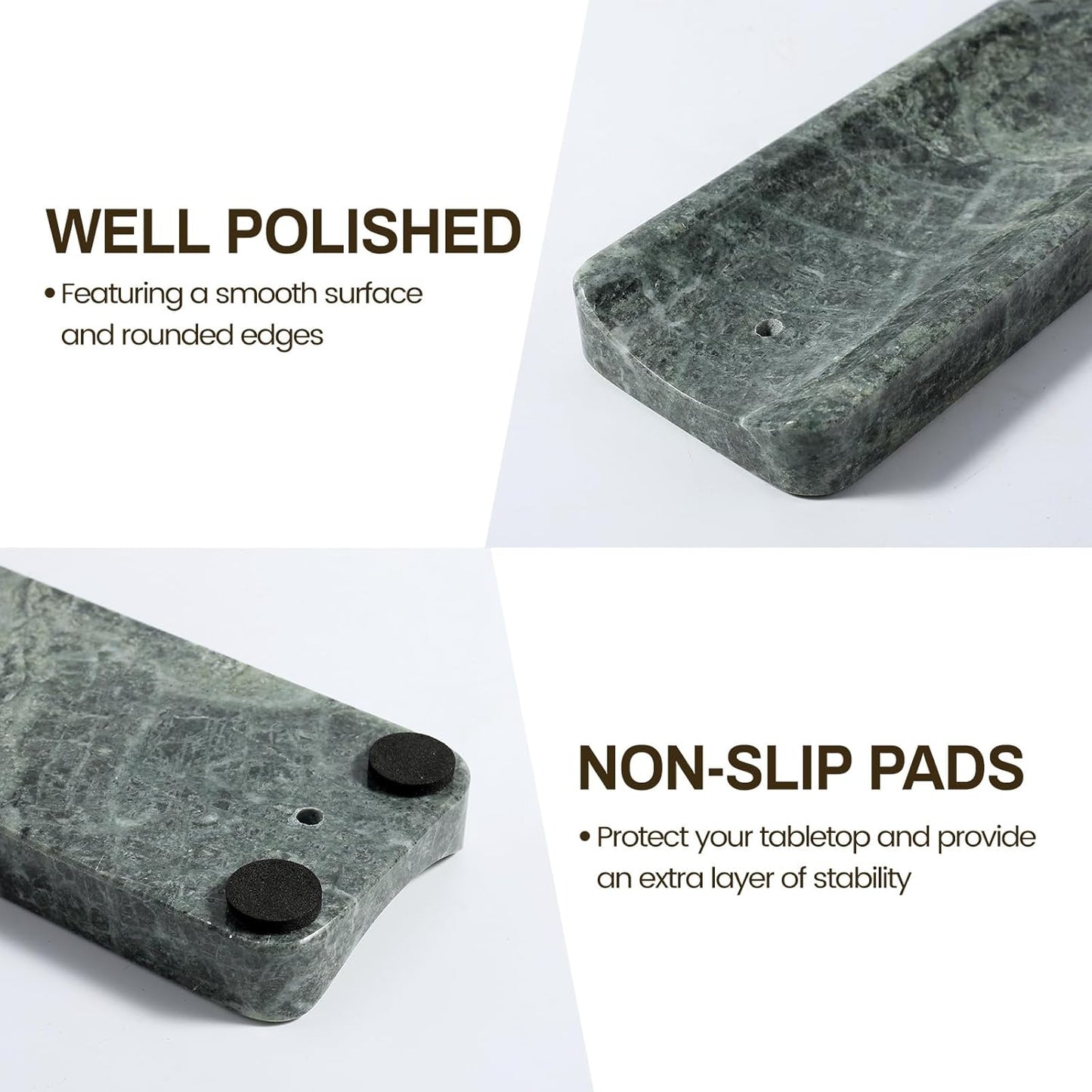Koville Marble Incense Holder, Incense Holder for Sticks, Incense Sticks Holder Ash Catcher for Meditation Yoga SPA, Natural Stone Incense Burner, Home Table Decor (Green)