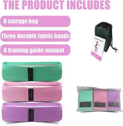 Resistance Bands for Working Out, 3 Levels Fabric Exercise Bands for Legs and Butt, Workout Bands for Women & Men, Booty Band for Yoga Starter Set, Pilates, Rehab, Fitness and Home Workout