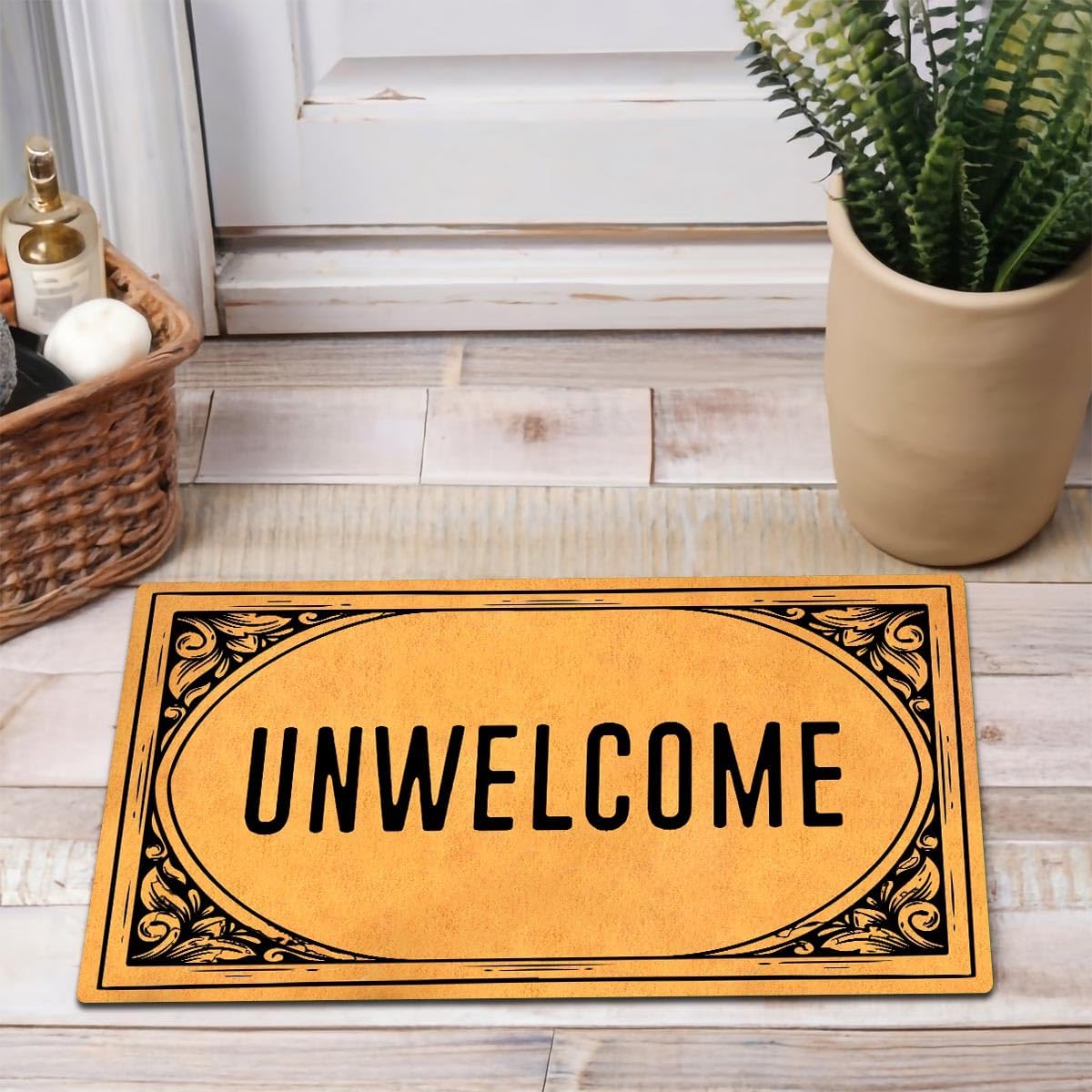 MELODADDY Funny Welcome Doormat Front Door Decor Rugs with Rubber Back 30"(L) x 18"(W) Personalized Matt Outside Entrance (Leave Your Worries At the Door Yoga Meditation Namaste)