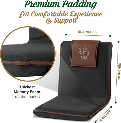 Japanese Meditation Floor Chair with Back Support for Adults - Premium Meditation Chair with Adjustable & Foldable Back for Seating, Yoga & Gaming — Folding Backjack Chairs with Backrest for Adults