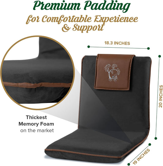 Japanese Meditation Floor Chair with Back Support for Adults - Premium Meditation Chair with Adjustable & Foldable Back for Seating, Yoga & Gaming — Folding Backjack Chairs with Backrest for Adults
