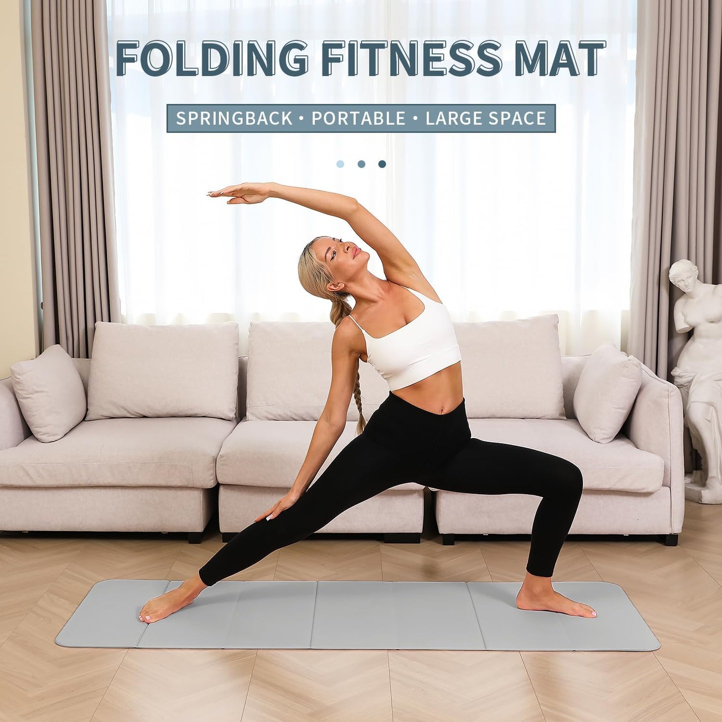 PAIDU Foldable Yoga Mat - 10mm Extra Thick, 75"26" Non-Slip Exercise Fitness Mat | SGS Eco-Certified, Portable for Yoga/Pilates/Studio/Home Workout