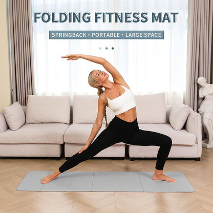 PAIDU Foldable Yoga Mat - 10mm Extra Thick, 75"26" Non-Slip Exercise Fitness Mat | SGS Eco-Certified, Portable for Yoga/Pilates/Studio/Home Workout
