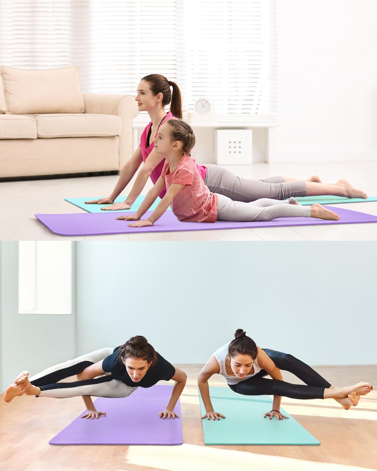 Woanger Yoga Mats (72x24) 3/8 Inch Thick Exercise Yoga Mat for Home Workout with Strap Non Slip Pilates Gym Supplies for Women Men