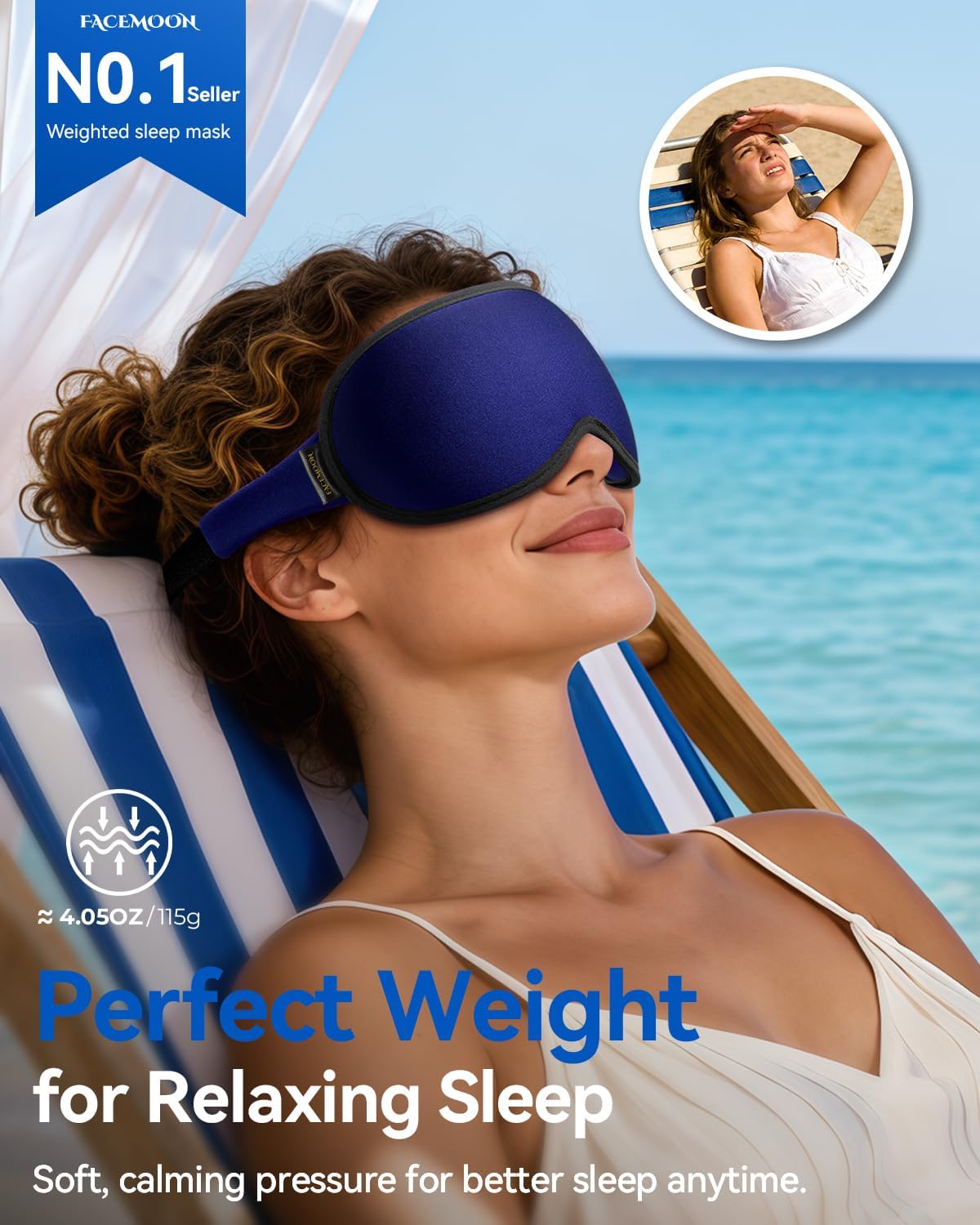 Weighted Eye Mask for Sleeping - 3D Blackout Sleep Mask for Women Men, Zero Eye Pressure, Lash-Friendly, Adjustable Strap, Airplane Travel Essentials for Long Flight & Road Trip, Meditation Mask(Gray)