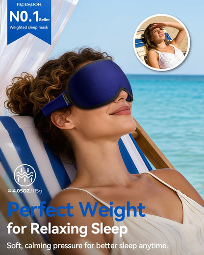 Weighted Eye Mask for Sleeping - 3D Blackout Sleep Mask for Women Men, Zero Eye Pressure, Lash-Friendly, Adjustable Strap, Airplane Travel Essentials for Long Flight & Road Trip, Meditation Mask(Gray)