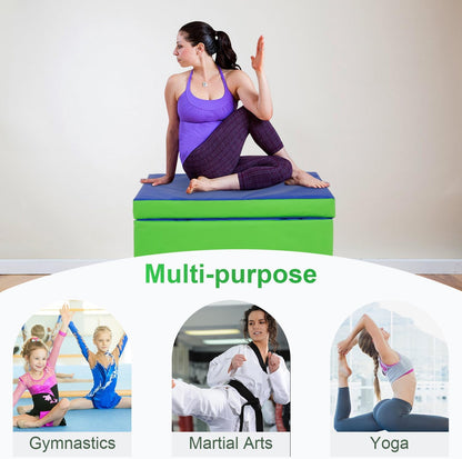 BestMassage Gymnastics Mat Incline Mat Tumbling Mat Folding Gymnastic Tumbling Mat Indoor/Outdoor Exercise Mat Home Gym Yoga Mat with Handle