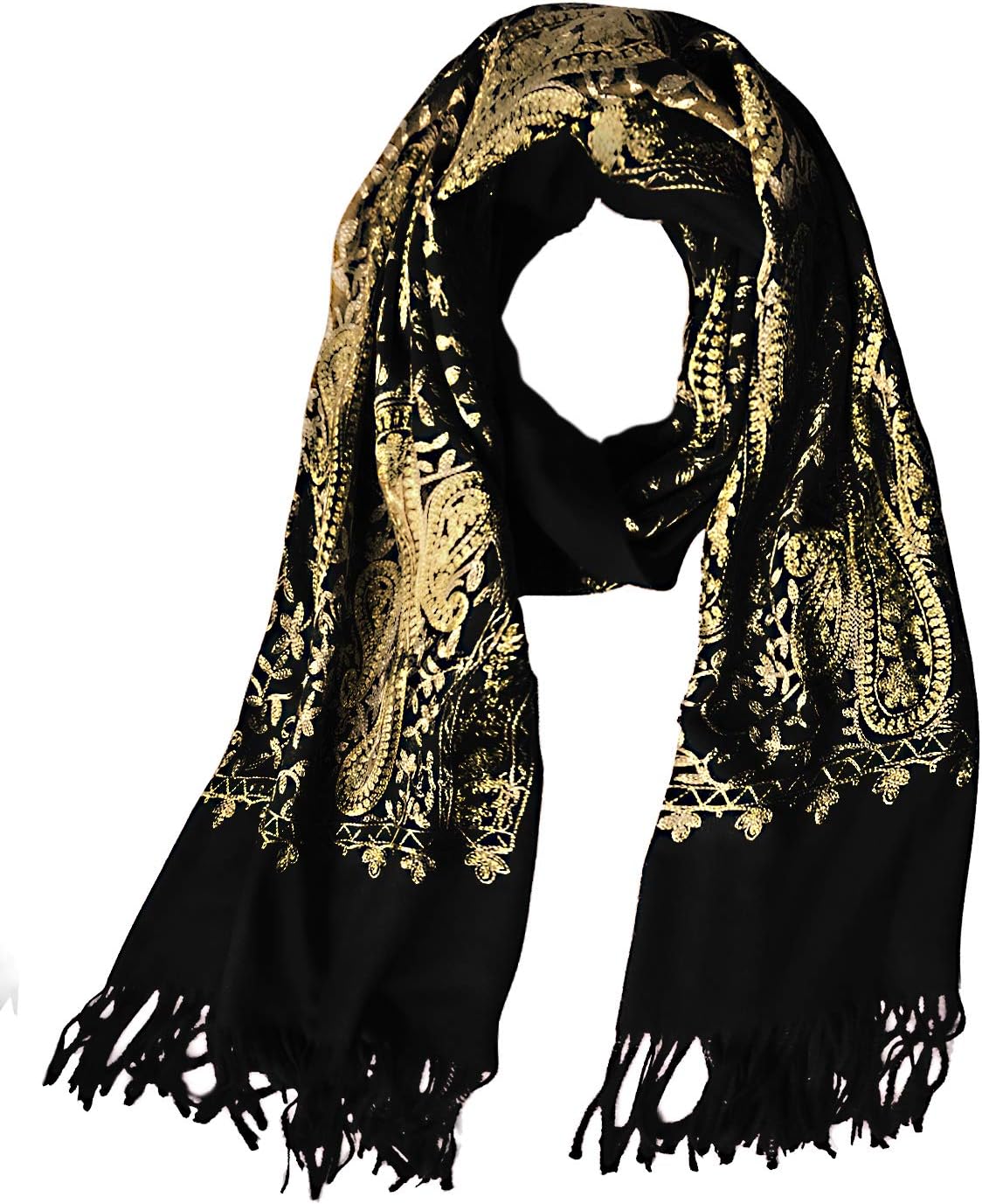 Urban CoCo Women's Embroidered Oversize Tassel Shawl Scarf Wraps for Women