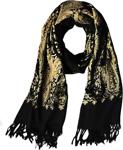 Urban CoCo Women's Embroidered Oversize Tassel Shawl Scarf Wraps for Women