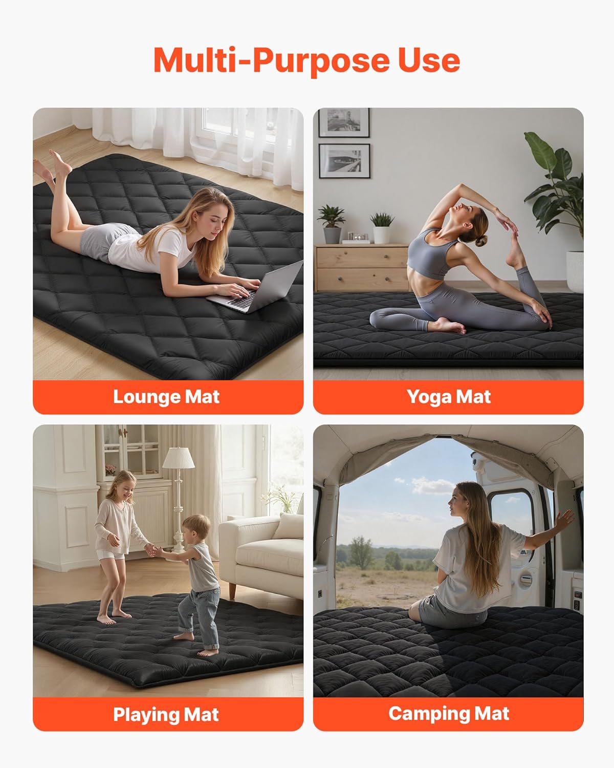 VEVOR Japanese Floor Mattress, Futon Mattress, 100% High Density Comfortable Foam, Foldable Tatami Mat with Storage Bag, Sleeping Pad for Camping Dormitory Yoga