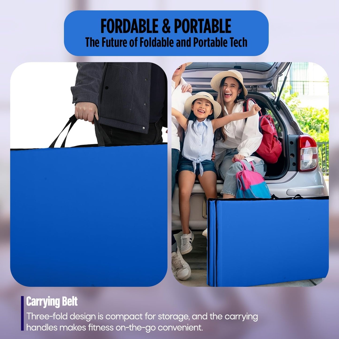 Gymnastics Mats Foldable Tumbling Mats Portable Gymnastics Exercise Mat Thick Gymnastics Tumbling Mats Pad Home Exercise Panel Mat With Carrying Handles