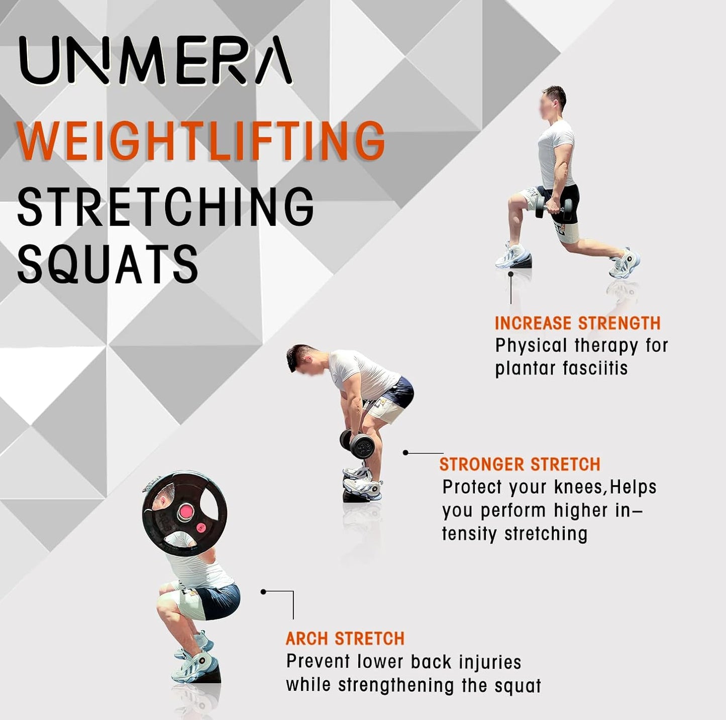 UNMERA Squat Wedge Block 6PCS Adjustable Non-slip Rubber Squat Ramp,squat Wedge For Heel Elevated Squat,Weight Lifting,Calf Stretcher, Deadlift Squat Improve Mobility Balance And Strength Performance