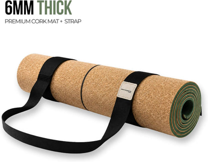 Cork Yoga Mat for Hot Yoga – Sweat Activated Non Slip Grip, 6MM Thick Workout & Fitness Exercise Mat for Men & Women with Alignment Lines, Premium Cork & TPE Yoga Mat for Pilates, Stretching & Home Gym – Rayforce
