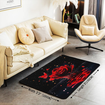 Feelyou Floral Rose Indoor Floor Mat Set,Romantic Blue Rose Rugs for Living Room Bedroom Area Rug 3x5,Boys Girls,Botanical Flower Rose Accent Rug Doormats Floor Mat for All Season