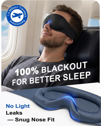 Weighted Eye Mask for Sleeping - 100% Blackout Sleep Mask for Women & Men, 3D Contoured Eye Mask for Lash Extensions, Zero Eye Pressure, Memory Foam, Adjustable Strap for Airplane Travel & Meditation