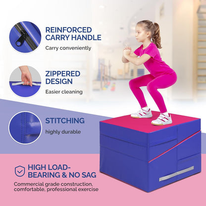Matladin Incline Gymnastics Cheese Wedge Mat, 48"x24"x14" - Folding Gymnastics Mat for Kids Girls Home Training