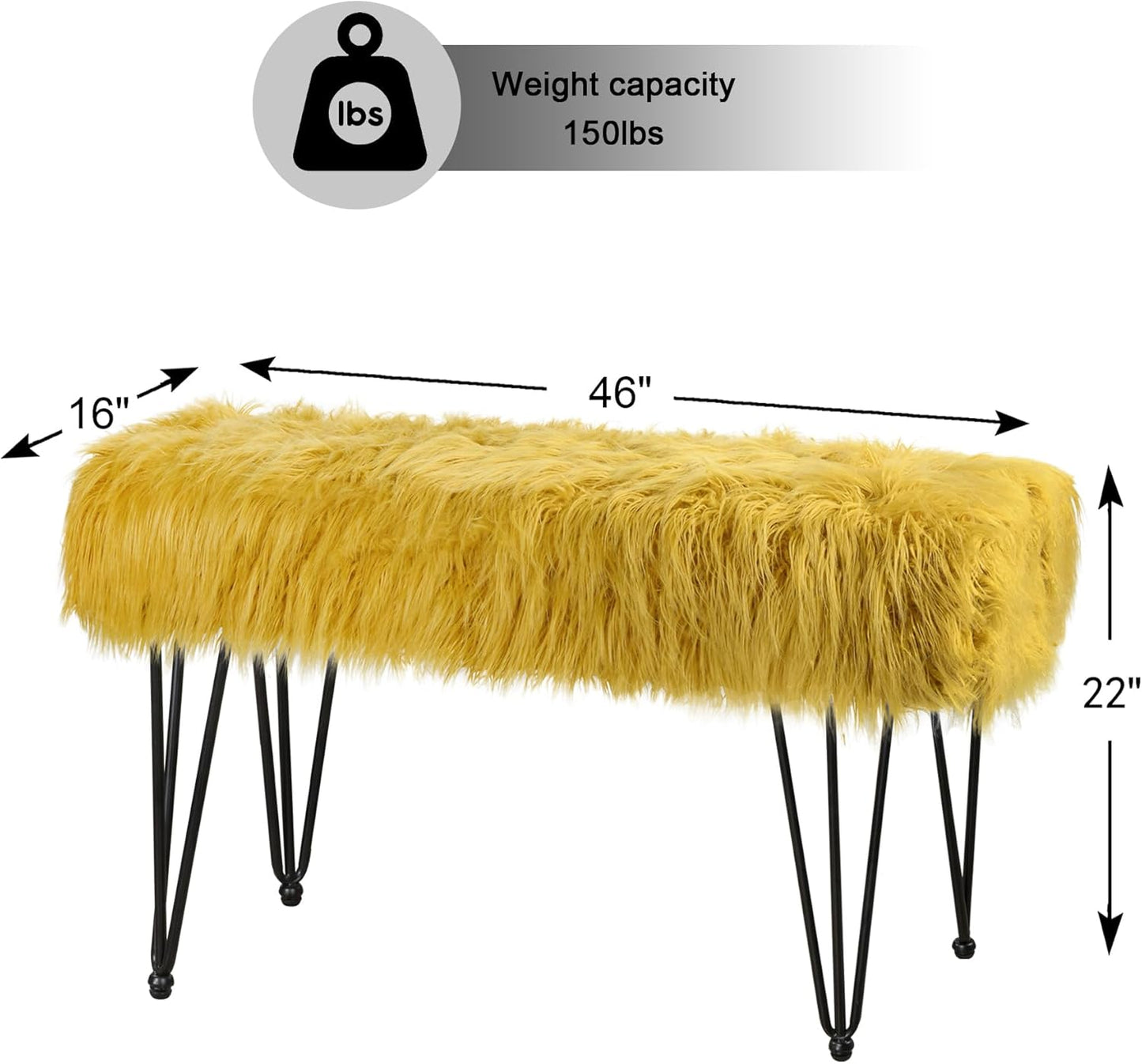 Home Soft Things Green Mongolian Faux Fur Ottoman, Desert Sage, 19'' x 13'' x 17'', Cozy Plush Fluffy Ottoman Foot Rest Stool for Living Room Bedroom Entryway Makeup Bench End of Bed Home Décor