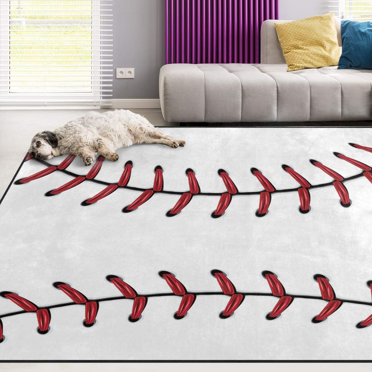 Sport Baseball Lace Non Slip Area Rug for Living Dinning Room Bedroom Kitchen, 5' x 7'(58 x 80 Inches), Sport Nursery Rug Floor Carpet Yoga Mat