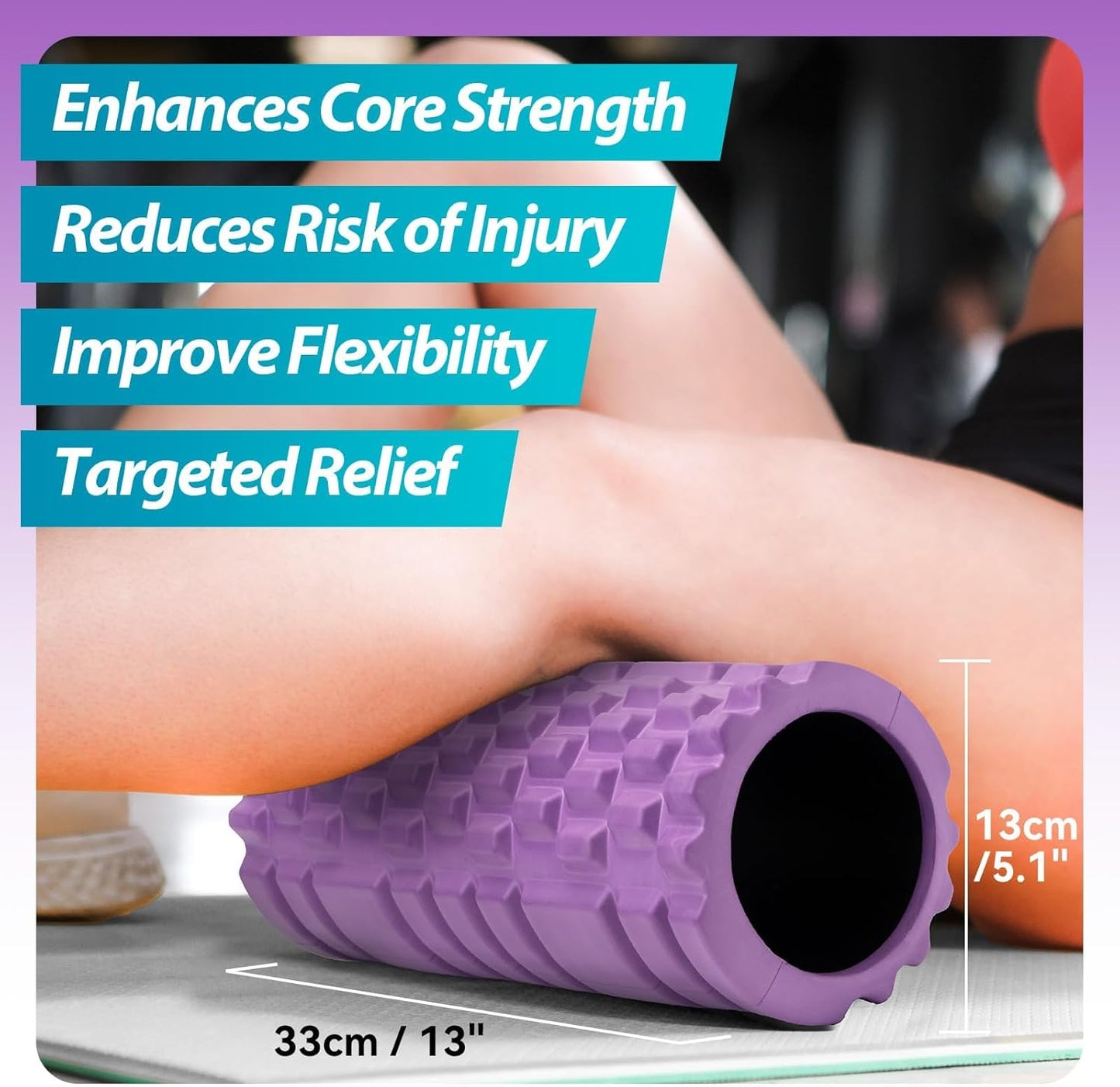 Krightlink Foam Roller for Deep Tissue Massager, 13" High Density Exercise Patented Roller for Muscle Massage and Myofascial Trigger Point Release Back Roller for Fitness, Yoga and Pilates (Black)