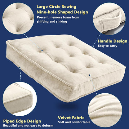 1 MIDDLE ONE Floor Pillow Set of 2, Memory Foam Meditation Cushion, Floor Cushions for Adults Sitting, Large Square Seat Cushions for Yoga, Living Room, 20x20 Inch (Grey)