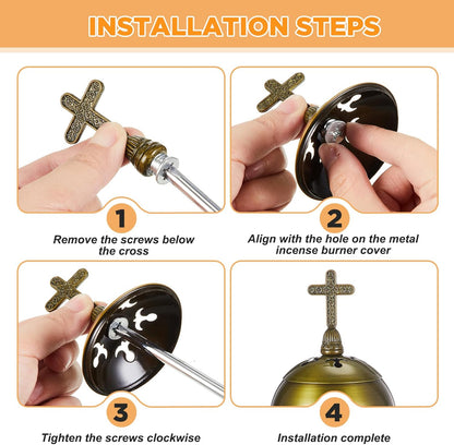 Zonon 1 Set Incense Burner with Tong, Frankincense Charcoal Incense Stand Holder, Ideal for Yoga, Spa, Aromatherapy, Home and Christian Church Censer (Gold,Retro)